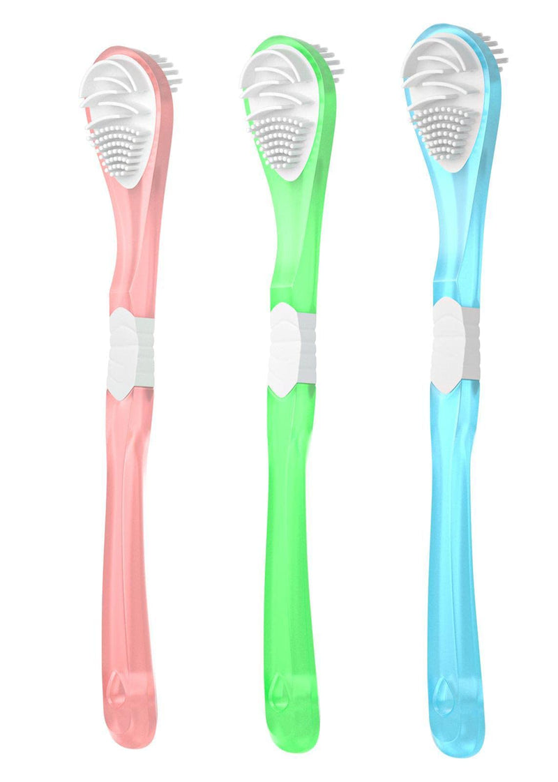 [Australia] - Y-Kelin Double-Side Desiged Tongue Scraper, Ultra-soft Tongue Brush Tongue Cleaner (3 PACK) 3 Count (Pack of 1) 