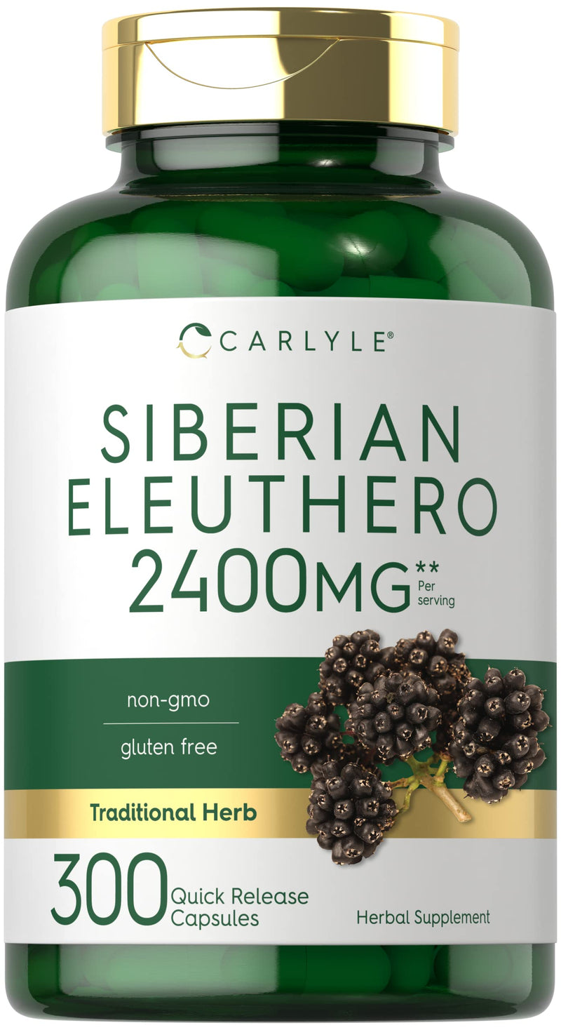 [Australia] - Carlyle Siberian Eleuthero | 2400mg | 300 Capsules | Non-GMO and Gluten Free Formula | Siberian Ginseng | Traditional Herbal Supplement 