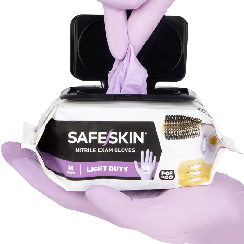 [Australia] - SAFESKIN Disposable Nitrile Gloves in POP-N-GO Pack of 50 or 200 Powder Free - Hair, Cleaning, Medical Use, Food Handling Medium (Pack of 50) 