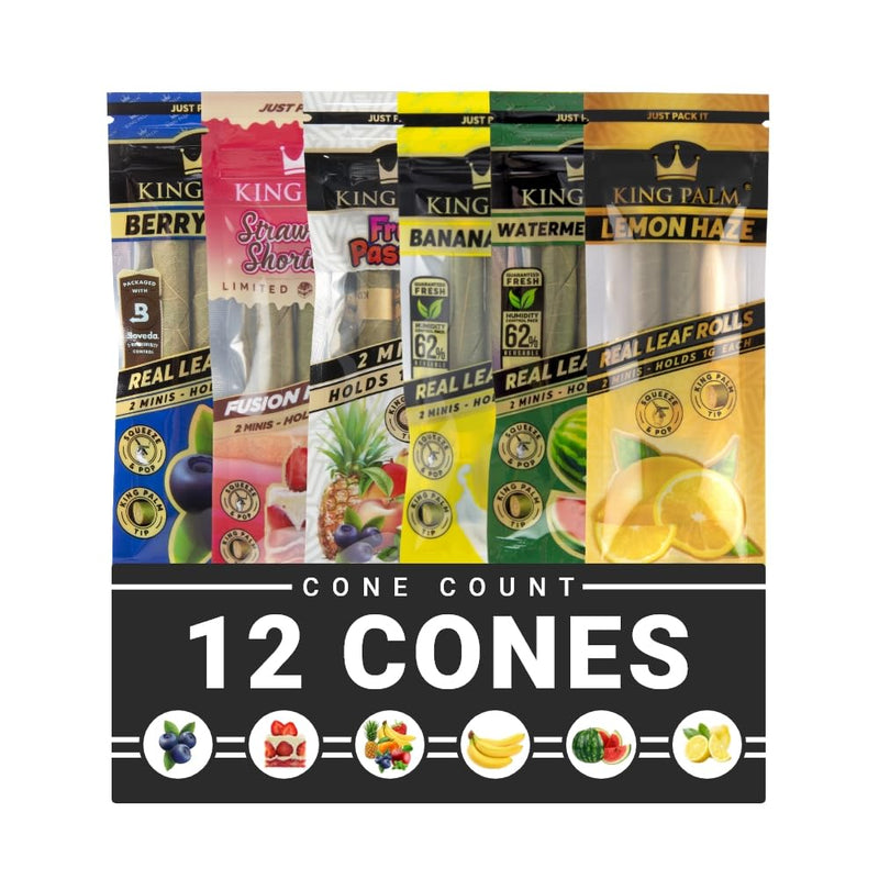 [Australia] - King Palm Flavors Mini Size Cones - 1 Pack, 2 Rolls Terpene Infused - Squeeze & Pop Pre Rolls - Organic Flavored Pre Rolled Cones - King Palm Flavors Cones (COMBO PACK - 1 OF EACH FLAVOR) COMBO PACK - 1 OF EACH FLAVOR 