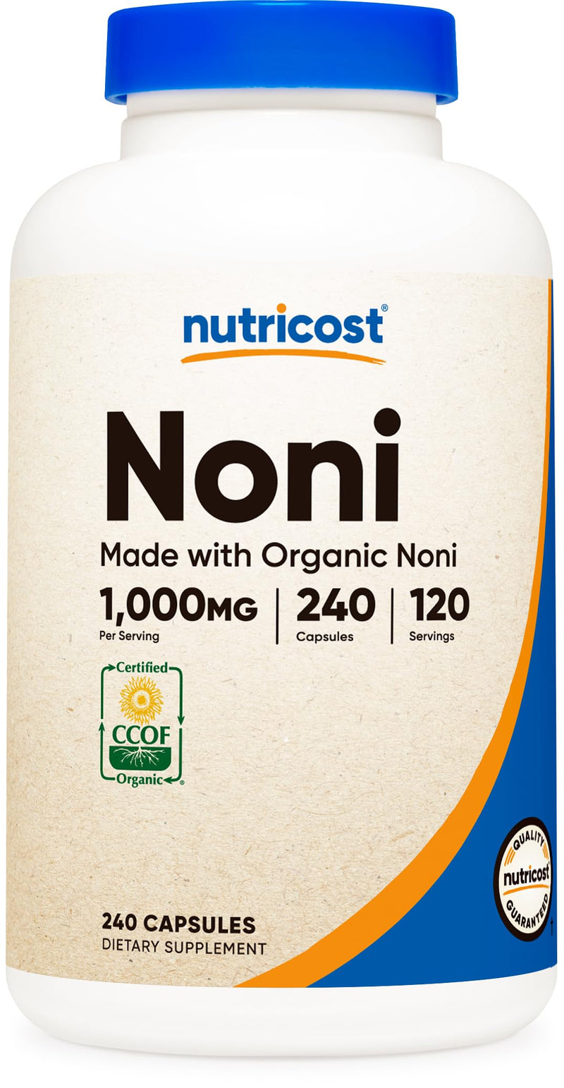 [Australia] - Nutricost Noni Capsules 500mg 240 Capsules - CCOF Certified Made with Organic Noni, Non-GMO, Gluten Free 