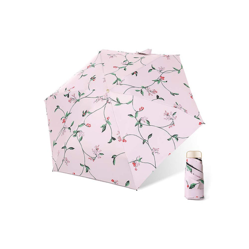 Small Compact Travel Umbrella UV Protection Mini Umbrella Perfect for Travel Lightweight Portable Parasol Outdoor Sun & Rain Umbrellas Pink flower