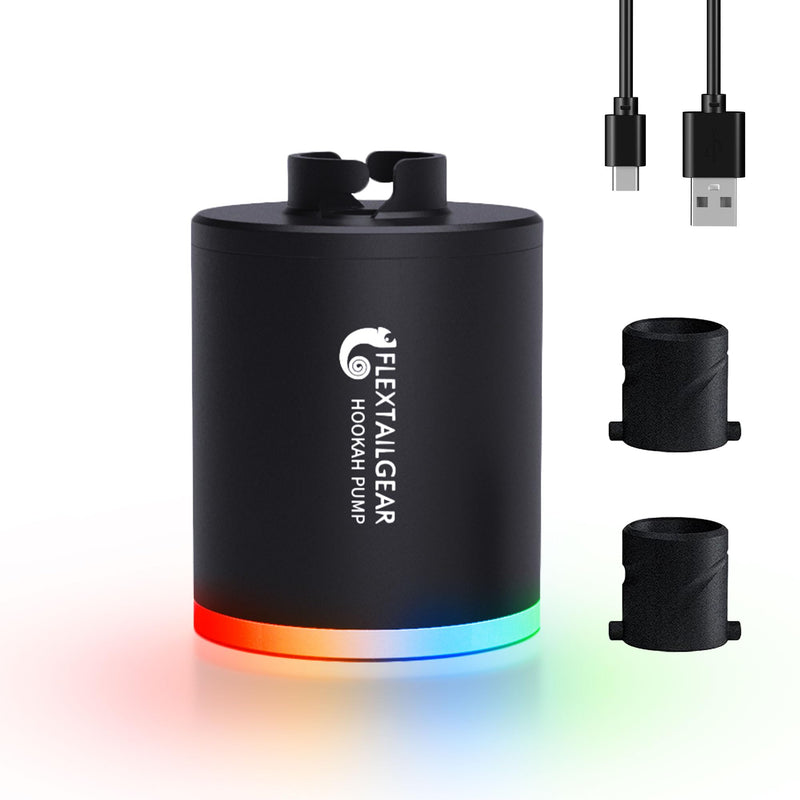[Australia] - FLEXTAILGEAR Electric Hookah Pump Kit with 1300 mAh Rechargeable Battery Led Light Mini Portable Charcoal Starter Coal Burner Helper Shisha Nargila Warm Up Set Smoke Bar Accessories 