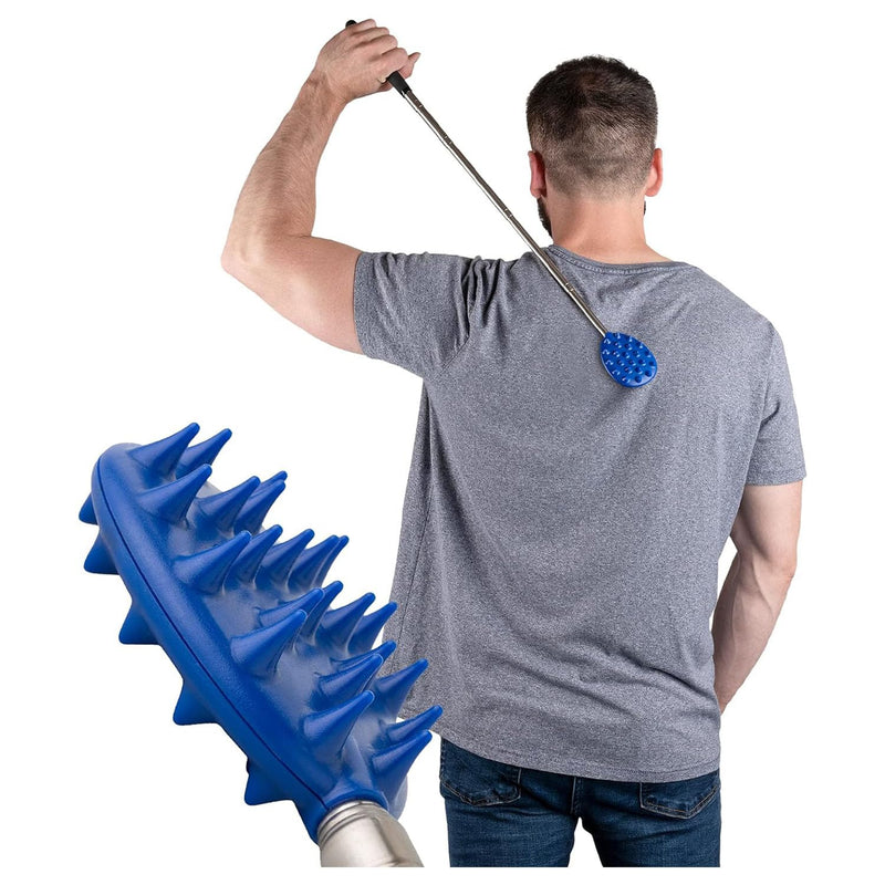 [Australia] - Cactus Scratcher Extendable Big Stick Back Scratcher - Extends 29" Long Double Sided Retractable Scratching Tool for Hand, Neck, Head, and Body - Universal Gift for Family, Pets, and Friends, Blue 