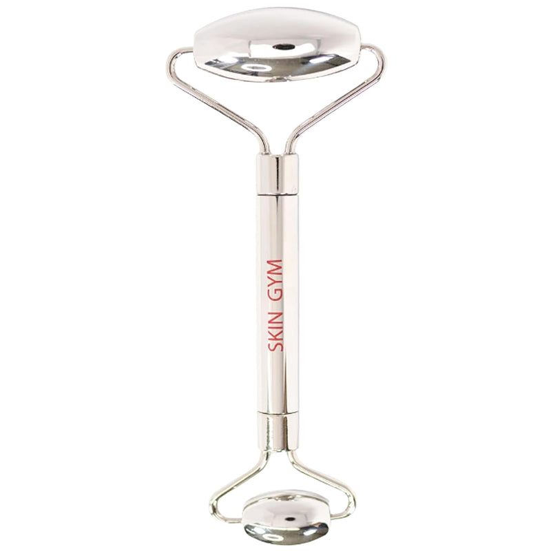 Skin Gym Face Roller for Wrinkles and Lifting - Anti-Aging Face Massager Skin Care Beauty Tool - Boost Radiance, Rejuvenate Skin, Sculpt, Lift and Define, Silver