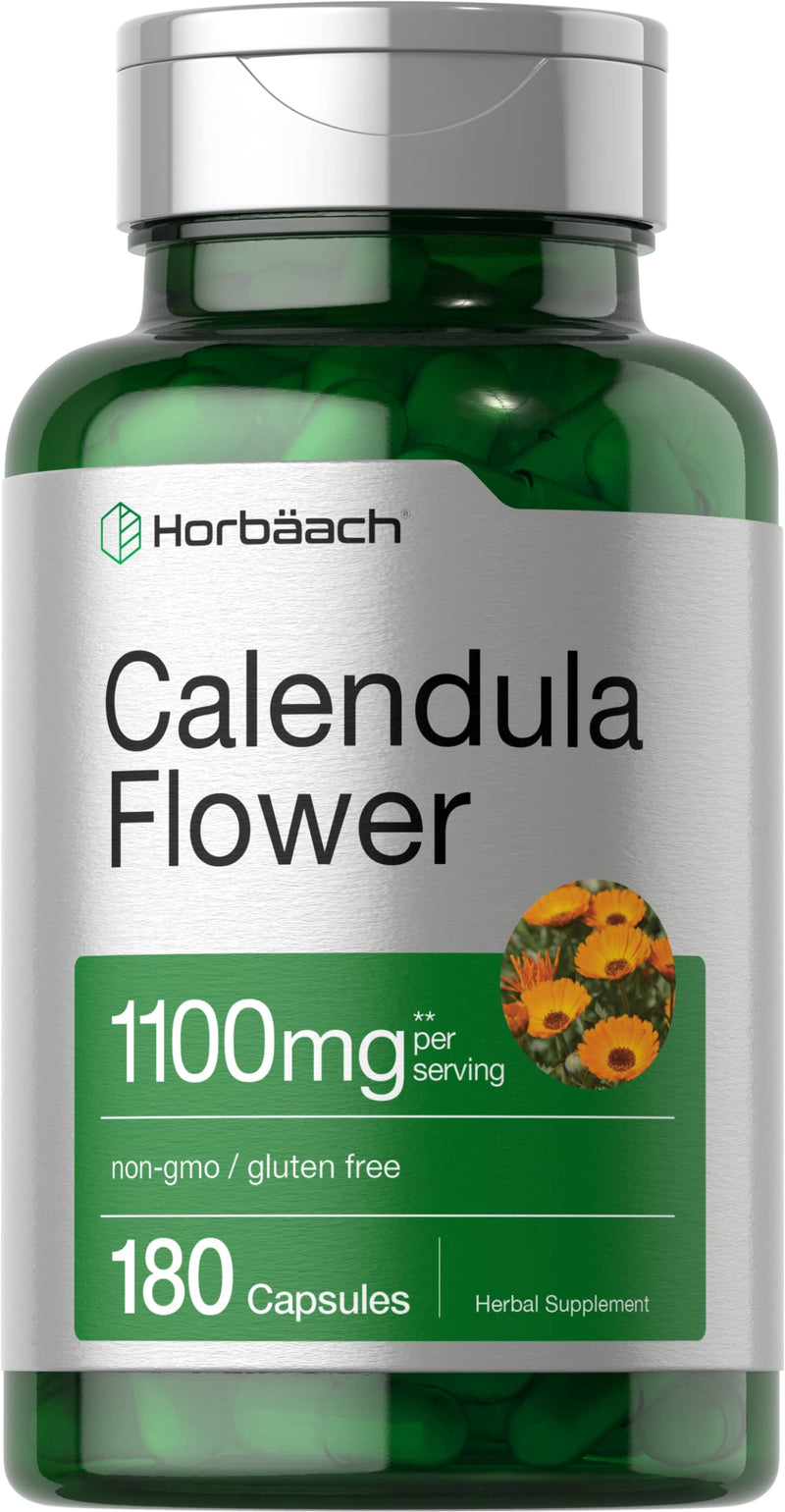 [Australia] - Horb√§ach Calendula Flower Capsules 1100mg | 180 Count | Marigold Extract | Non-GMO, Gluten Free Herbal Supplement 