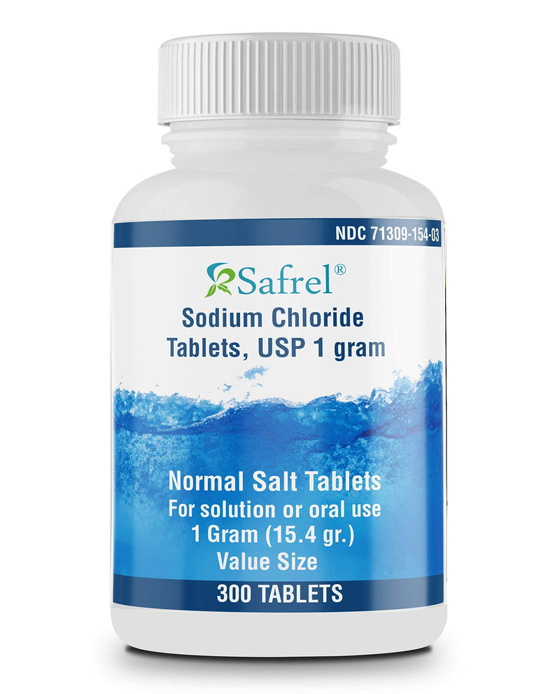 [Australia] - Safrel Sodium Chloride Tablets 1 gm, USP | Normal Salt Tablets | (15.4gr.) | Electrolytes Replenisher Hydration Drink (300 Count (Pack of 1)) 300 Count (Pack of 1) 