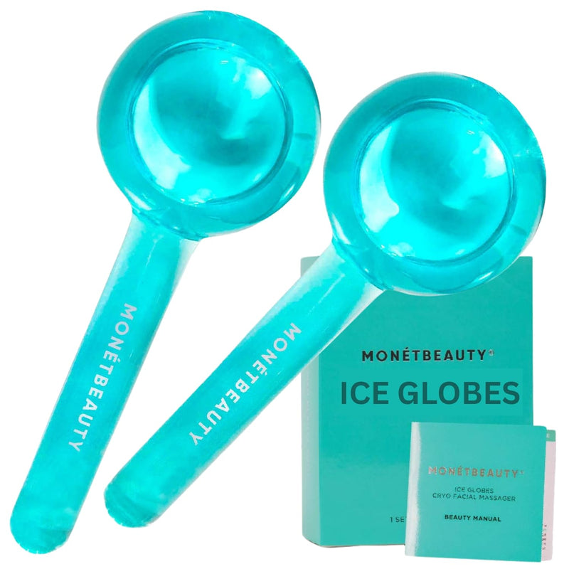 Ice Globes for Face, Freezer Safe and Highly Effective Facial Globes for Daily Beauty Routines, Face Roller to Reduce Puffiness, Enhance Circulation and Complexion (Blue, No Glitter) Glass - Blue (No Glitter)