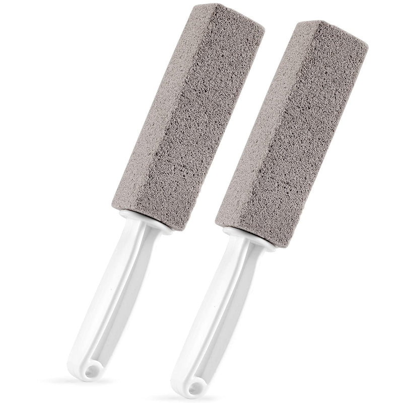 [Australia] - 2 Pack Pumice Stone for Toilet Bowl Cleaning with Handle, Scouring Stick Remove Toilet Bowl Hard Water Rings, Calcium Buildup and Rust for Cleaning Toilet, Bathroom, Kitchen Sink, Grill (Gray) Gray 