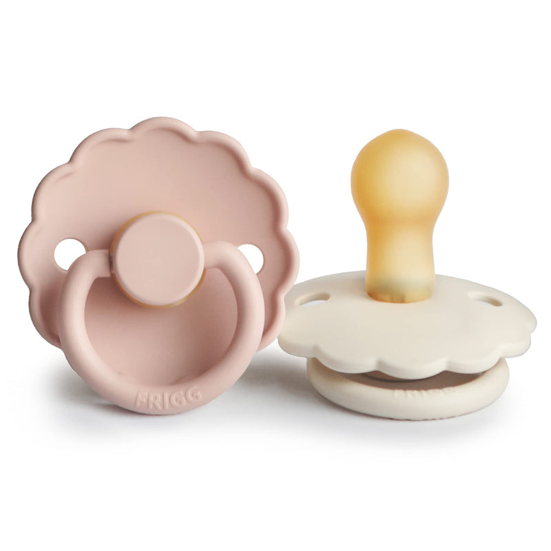 [Australia] - FRIGG Daisy Natural Rubber Baby Pacifier | Made in Denmark | BPA-Free (Blush/Cream, 0-6 months) 2-Pack 0-6 Month Blush/Cream 