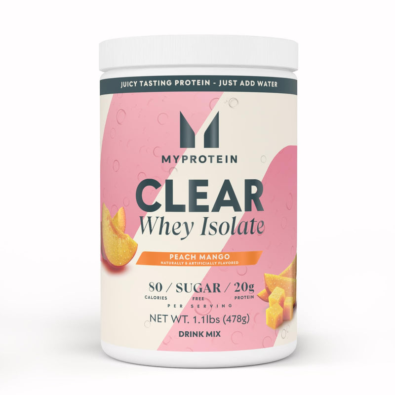 [Australia] - Myprotein Clear Whey Isolate Protein Powder, 1.1 Lb (20 Servings) Peach Mango, 20g Protein per Serving, Naturally Flavored Drink Mix, Daily Protein Intake for Superior Performance 1.1 Pound (Pack of 1) 