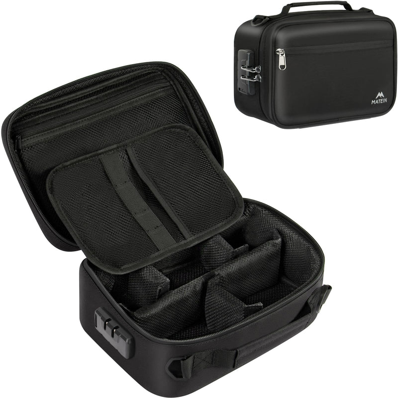 [Australia] - MATEIN Smell Proof Bag, Odor Proof Bags Stash Box Container with Combination Lock, Travel Storage Case with Detachable Shoulder Strap, Scent Proof Bag Gifts for Men & Women Black 