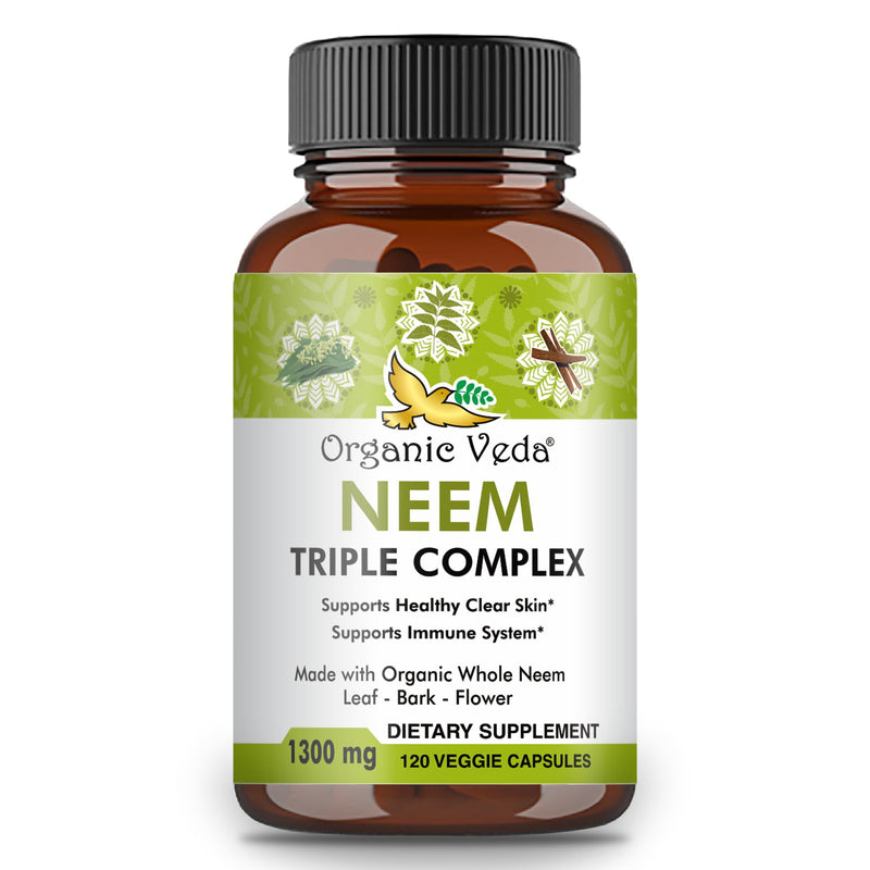 [Australia] - Organic Veda Neem Capsules with Triple Complex Neem Leaf Extract, Bark & Flower - Herbal Neem Supplement Boosts Immunity, Improves Digestion, Skin Health & Support Cleansing - 120 Count 