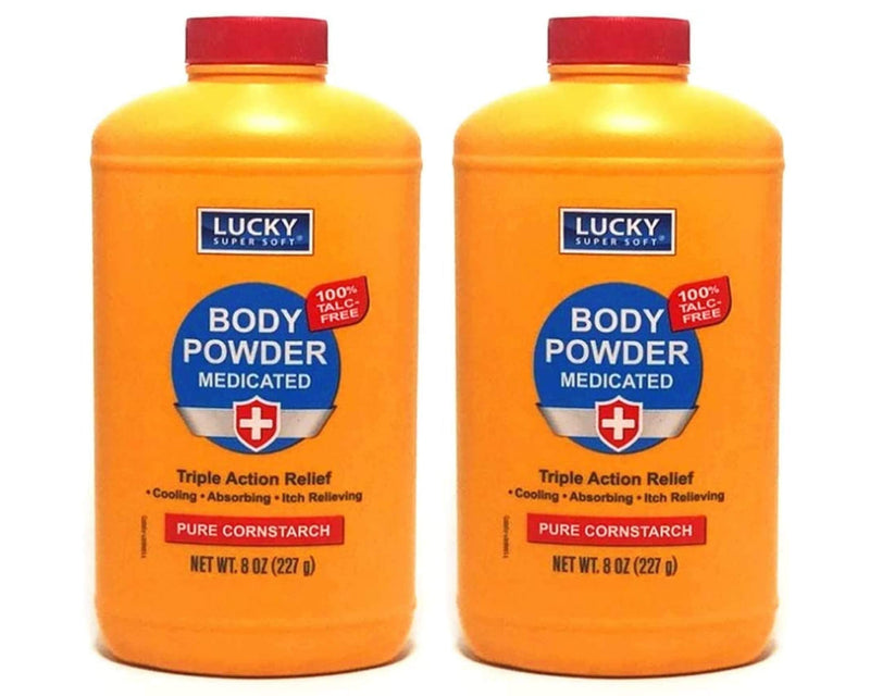 2 pc Body Powder Medicated 8 oz | Triple Action Relief 100% Talc-Free | Body Powder for Body Odor Sweat & Moisture | Medicated Protecting Powder | Anti-Itch | Skin protectant | Menthol and Zinc Oxide