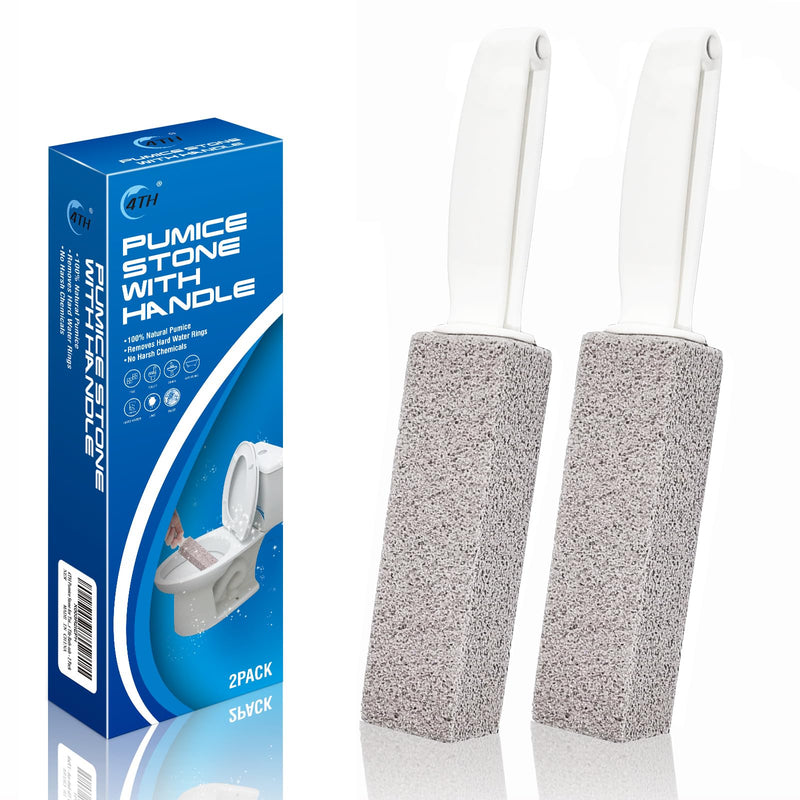[Australia] - 4TH Pumice Stone for Toilet Bowl Cleaning,Scouring Stick with Handle,Powerfully Away Limescale Stain,Hard Water Ring, Calcium Buildup,Iron,Rust.Remover for Tile Bath-tub - 2 Pack Gray 