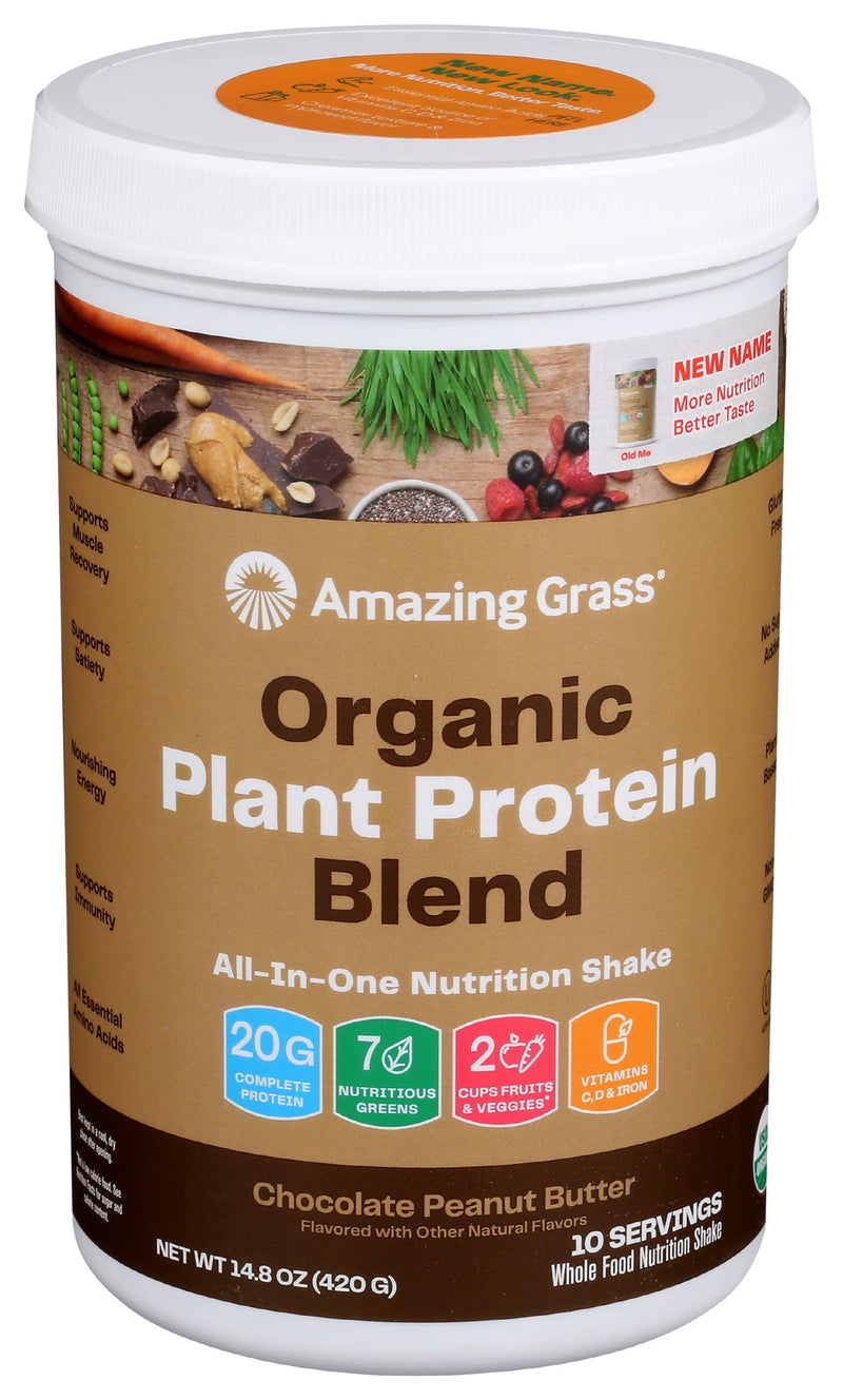 Amazing Grass Organic Plant Protein Blend: Vegan Protein Powder, New Protein Superfood Formula, All-in-One Nutrition Shake with Beet Root, Chocolate Peanut Butter, 10 Servings, 14.8 Ounce (Pack of 1) 14.8 Ounce (Pack of 1)
