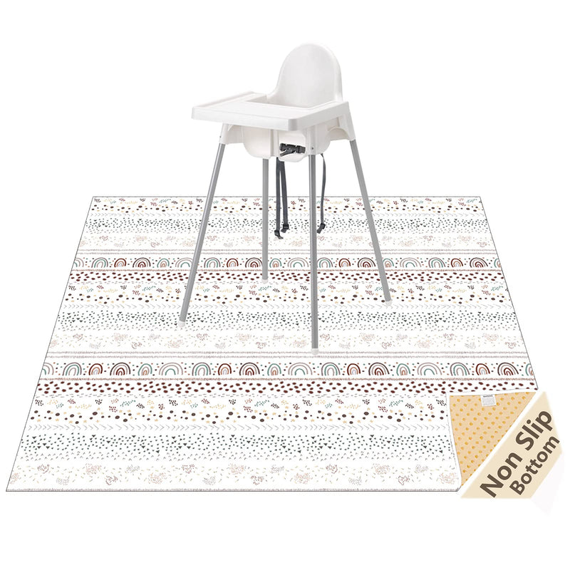 [Australia] - Splat Mat for Under High Chair/Arts/Crafts, WOMUMON Washable Spill Mat Waterproof Anti-slip Floor Protector Splash Mat, Messy Mat and Table Cloth W Rainbow 