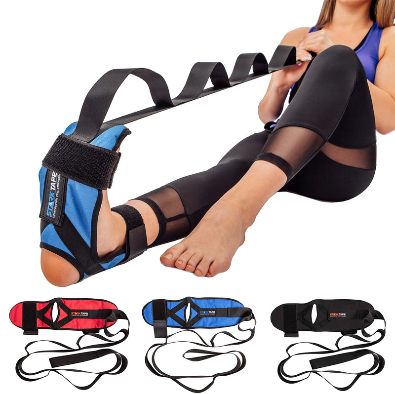 [Australia] - Fitness Foot and Leg Stretcher for Plantar Fasciitis, Improve Strength, Balance Stretches and Achilles Tendonitis, Stretch Loops for Hamstring, Quad, and Calf Pain Relief (Blue) Blue 