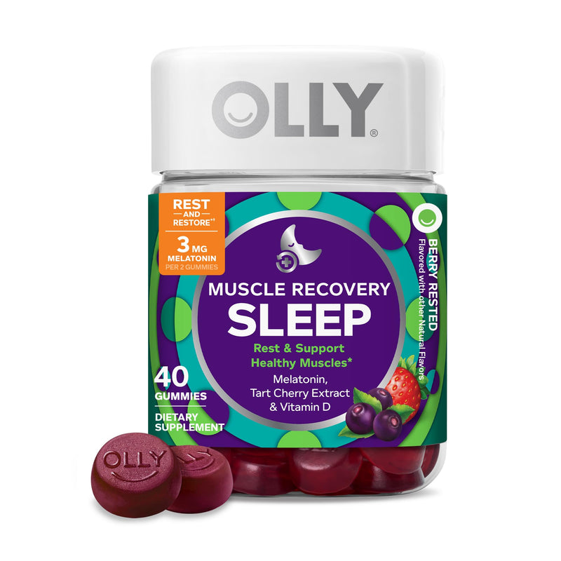 OLLY Muscle Recovery Sleep Gummy Supplement, Tart Cherry - 40 Count 40 Count (Pack of 1)