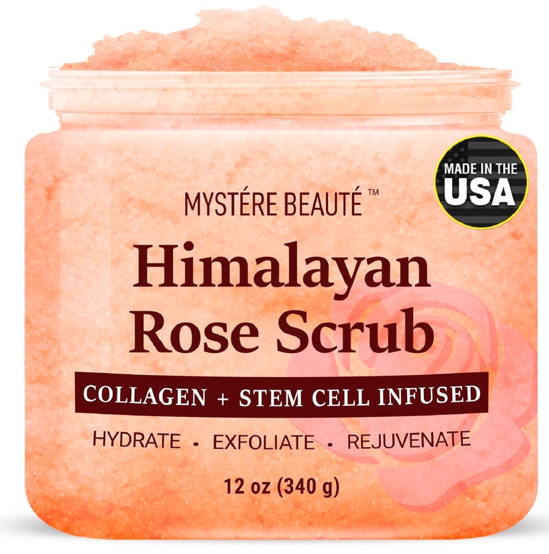 [Australia] - Himalayan Salt Body Scrub 12 oz - with Collagen and Stem Cells - Exfoliating Salt Scrub for Cellulite - Deep Cleansing for Acne, Scars, Wrinkles - Moisturizes Skin 12 Ounce (Pack of 1) 