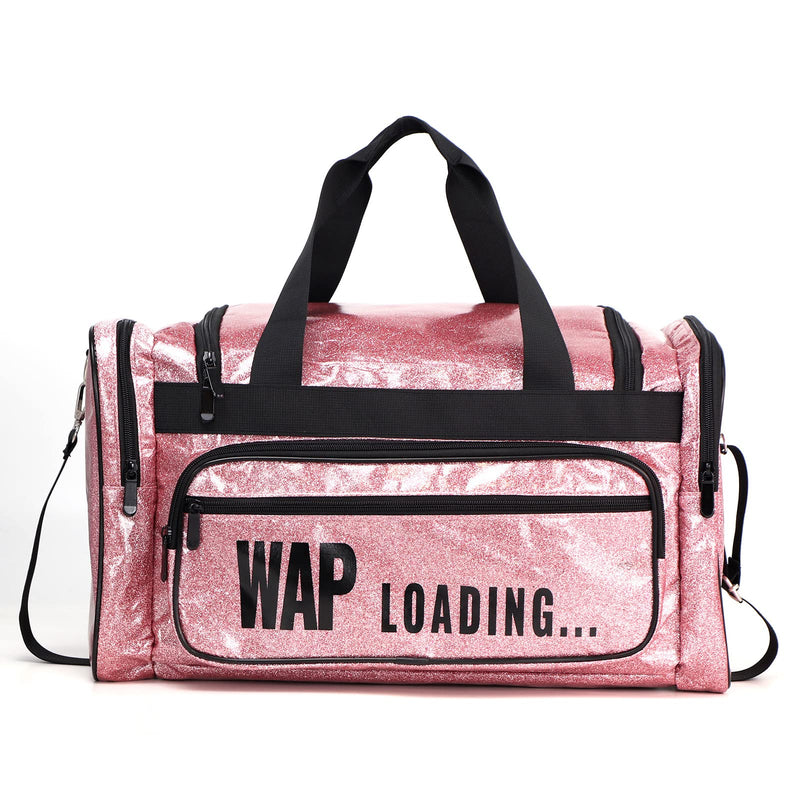 Spennanight Bag Reinforced Portable Wap Loading Glitter Duffle Bag Gym Travel Bags Luggage Overnight Bag for Women Pink