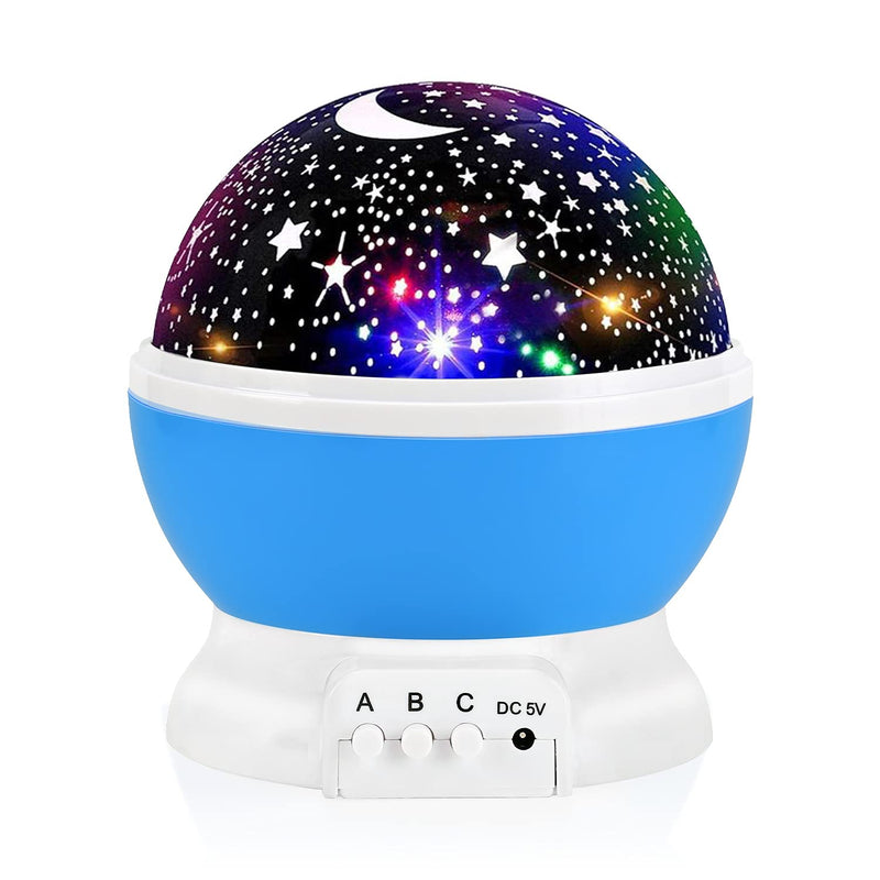 [Australia] - Night Light for Kids, Kids Night Light, Star Night Light, Moon and Star Projector 360 Degree Rotation - 4 LED Bulbs 9 Light Color Changing with USB Cable, Unique Gift for Men Women Children Blue 