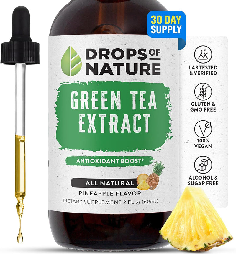 [Australia] - Green Tea Extract - 1000mg - 50% EGCG - Green Tea Liquid Drops, 4x more Powerful than Pills & Capsules - 2oz. Antioxidant & Immune Supplement - Vegan Skin & Heart Support + Brain Health & Memory Boost 