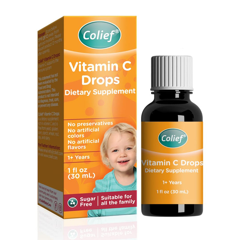 Colief Vitamin C Drops for Babies | Daily Immune Support for Infants Age +1 | Diary, Gluten and Preservative Free | Supports Development of Healthy Bones and Teeth | 600 Drops
