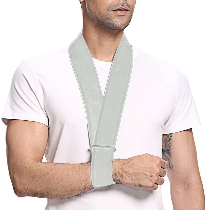 supregear Arm Sling, Lightweight Neck Support Collar Immobilizer Simple Arm Sling Breathable Shoulder Support for Men Women (Grey, Standard) Grey