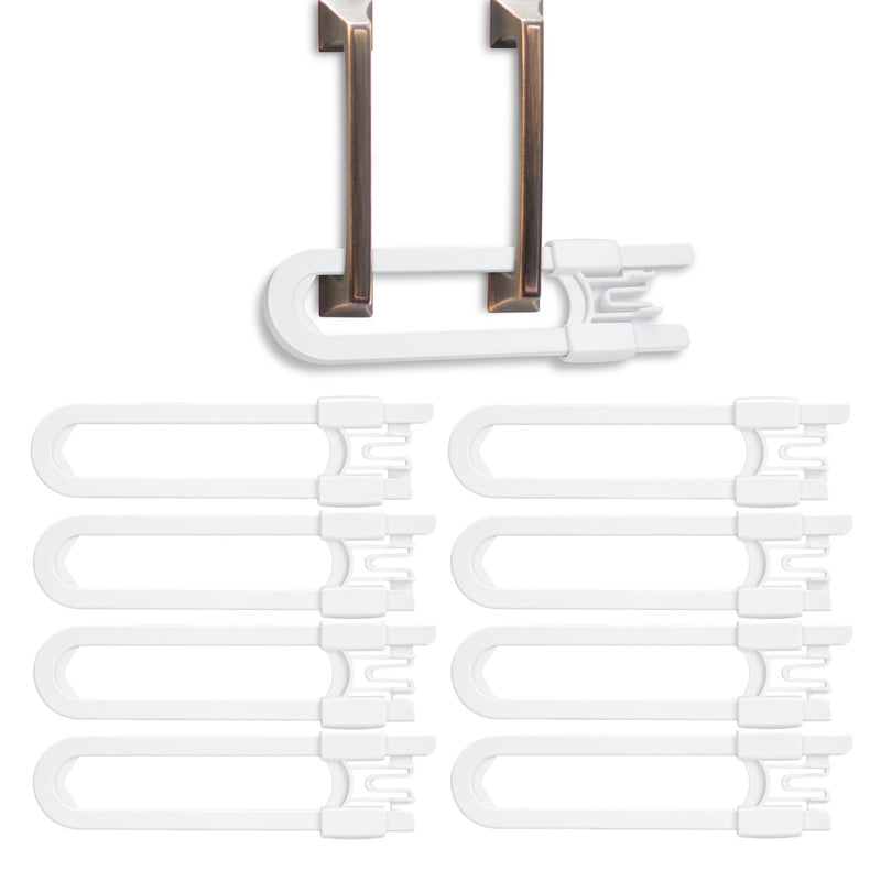 [Australia] - Vmaisi 8 Pack Baby Sliding Cabinet Locks - Adjustable U Shaped Child Safety Locks,Childproof Latches for Kitchen Bathroom Storage Cupboards Doors, Handles and Knobs White 