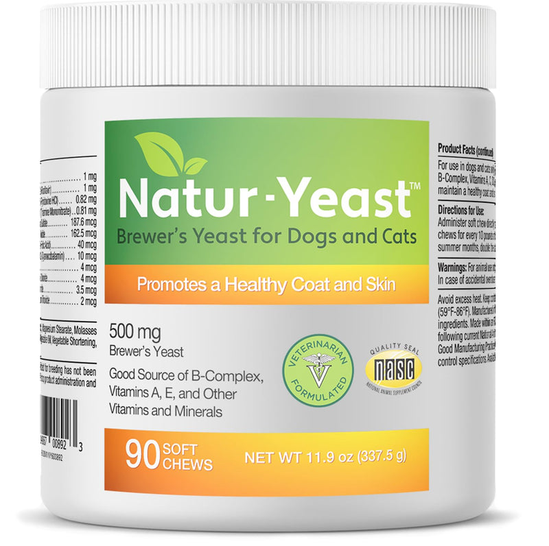 Green Pets Organics Natur-Yeast Brewer's Yeast for Dogs and Cats - Supports Immune System & Digestion, Promotes Healthy Skin & A Glossy Coat, 90 Soft Chews - PawsPlanet Australia