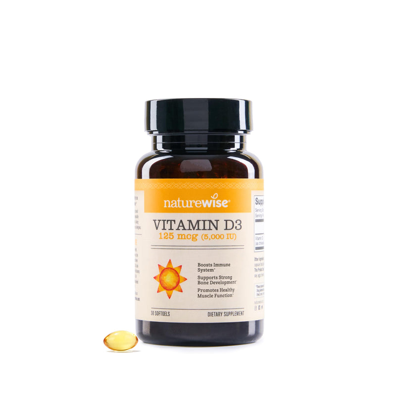 NatureWise Vitamin D3 5000IU Supplement, Bone & Immune Health, 30 Softgels