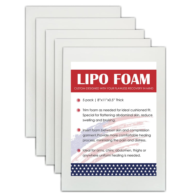 [Australia] - 5 Pack Lipo Foam Pads for Post Surgery Ab Board Liposuction Surgery Flattening Abdominal Compression Garments Lipo Foam Sheets 8" x 11" 