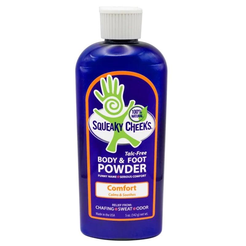 Squeaky Cheeks Comfort Blend Body and Foot Powder(5 oz) | Organic Talc-Free and All Natural Powder | Comfort Formula | Fresh Scent With Essential Oils | Effective Relief From Chafing, Sweat and Odor