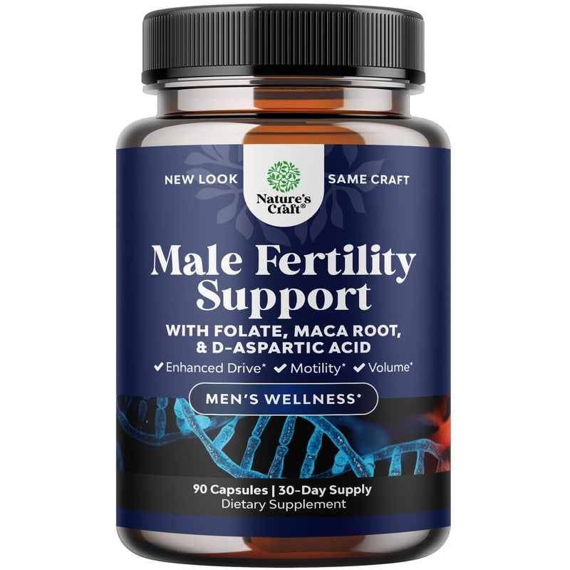 [Australia] - Pre Conception Male Fertility Supplement - Advanced Fertility Supplement for Men with CoQ10 Maca Root Methyl Folate & D-Aspartic Acid for Enhanced Count Motility & Overall Fertility Support (1 Month) 90 Count (Pack of 1) 