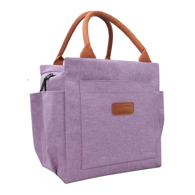 [Australia] - Joymee Lunch Bag Women Insulated Lunch Box Reusable Leakproof Large Spacious Cooler Tote for Women Men Adult with Bottle Holder and Side Pockets for Work Office Travel Picnic - Purple 
