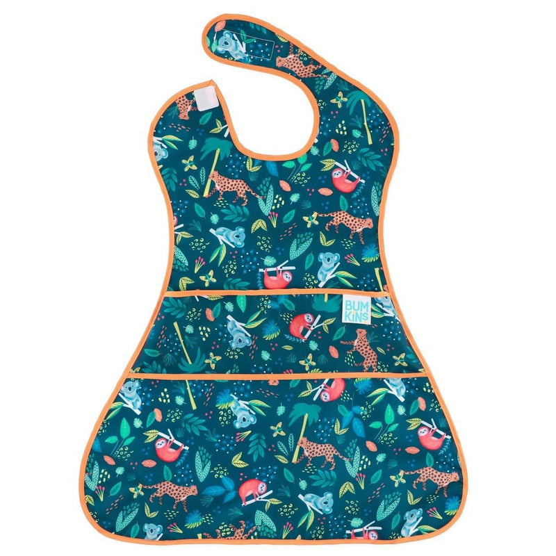 [Australia] - Bumkins Bibs for Girl or Boy, SuperBib Baby and Toddler for 6-24 Months, Full Cover Large Oversize, Essential Must Have for Eating, Feeding, Car Seat, Baby Led Weaning Supplies, Mess Saving, Jungle 1-Pack E4 Jungle Ss 1-pk 