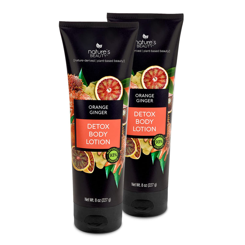 Nature's Beauty Orange Ginger Detox Body Lotion Multi-Pack - Lightweight, Non-Greasy Moisturizer, Improve Skin Tone+Texture Made w/Vitamin C, Sunflower + Almond + Avocado Oils 8 oz (2 Pack) 8 Ounce (Pack of 2)
