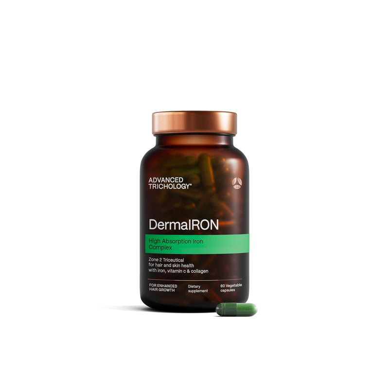 DermaIRON Iron Supplement for Women & Men – Gentle Iron for Low Ferritin & Anemia Support, Hair Thinning & Hair Loss Support, with Collagen & Vitamin C 60 Count (Pack of 1)