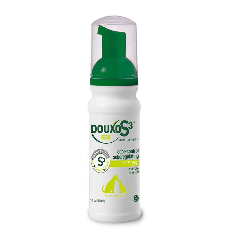 [Australia] - Douxo S3 Seb Mousse, Contains 0.5% Ophytrium, Odor Control & Seboregulating, For Oily to Flaky Skin, Seborrhea, For Dogs and Cats, 5.1 fl. oz. (150mL) 