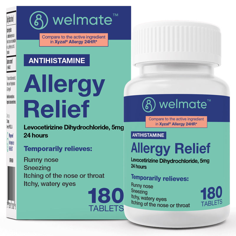 [Australia] - WELMATE | Allergy | Generic Xyzal Levocetirizine Dihydrochloride 5mg | Non Drowsy | Fast Acting | 24hr Support | Runny Nose, Watery Eyes, Sneezing | Antihistamine | Allergy Medication | 180 ct 1 