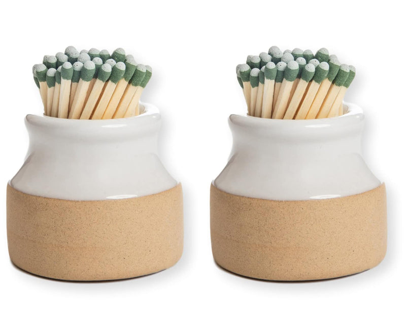 [Australia] - Demi's Home Match Striker - Set of 2 - White - (Matches Not Included) - Ceramic Match Holder with Striker 