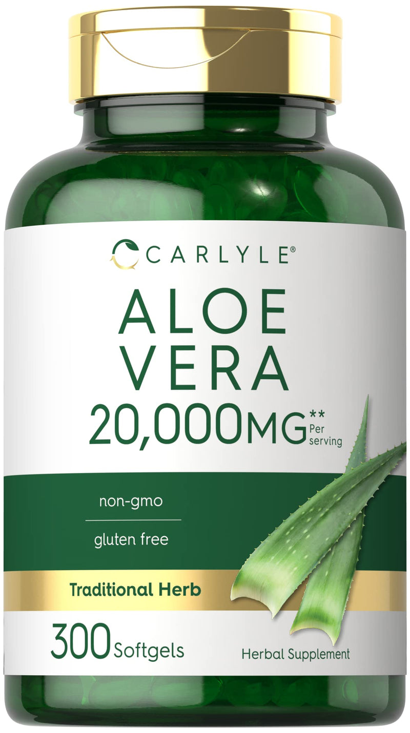 [Australia] - Carlyle Aloe Vera Softgel Capsules 20,000mg | 300 Count | Aloe Vera Gel Supplement | Non-GMO, Gluten Free 