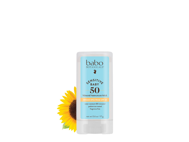 [Australia] - Babo Botanicals Sensitive Baby Mineral Sunscreen Stick SPF 50-70% Organic Ingredients - Zinc Oxide - NSF & Made Safe Certified - EWG Verified - Water Resistant - Fragrance-Free - for Babies & Kids 0.6 Ounce (Pack of 1) 