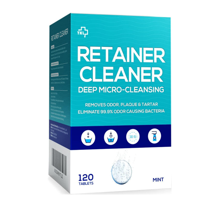 [Australia] - Y-Kelin Retainer and Denture Cleaner 120 Tablets for 4 Months Removes Stains Plaque Odors for Dentures Retainers Mouth Guard and Removable Dental Appliances (120 PCS, Mint) 