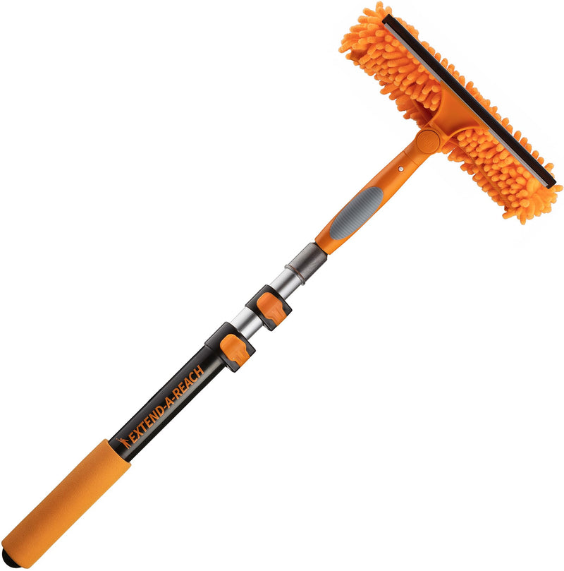 [Australia] - 1.5-3 ft Window Squeegee with Long Handle // Car Window Cleaner Tool & Window Squeegee with Scrubber with Telescopic Extension pole // Best Indoor Outdoor Window Washing Equipment 
