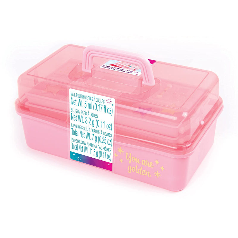 [Australia] - 3C4G Pink and Gold Hard Case Makeup Storage Set - Kids Makeup Kit for Girls and Teens - Includes Storage Case, 5 Eyeshadows, 1 Blush, 2 Lip Glosses & 1 Nail Polish - Ages 8+ by Make It Real Pink & Gold 