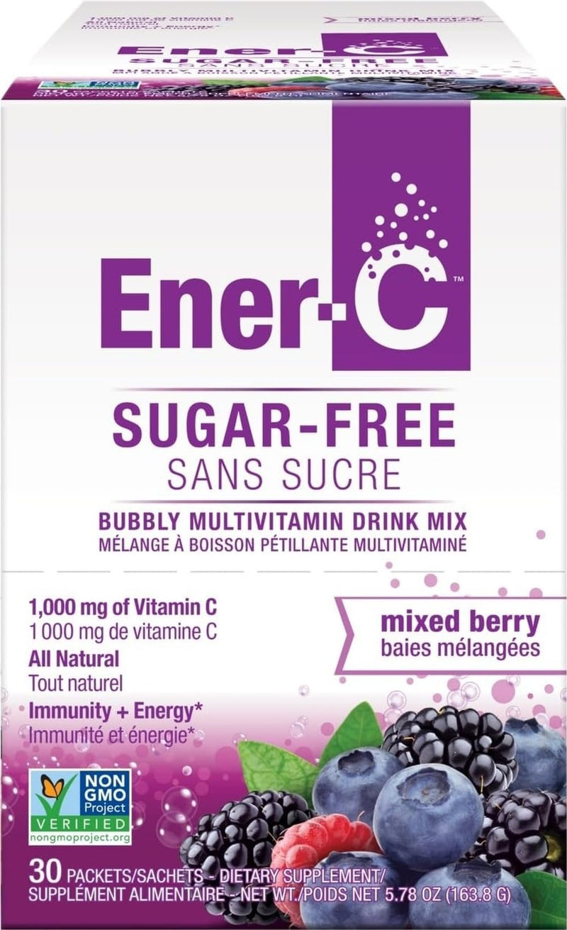 Ener-C Sugar Free Multivitamin Drink Mix, No Sugar - Mixed Berry, 30 Count | Vitamin Powder for Water, Electrolytes Powder, Hydration Boost Packets, Zero Sugar, Vitamin C & B12 Sugar Free Mixed Berry 0.2 Ounce (Pack of 30)