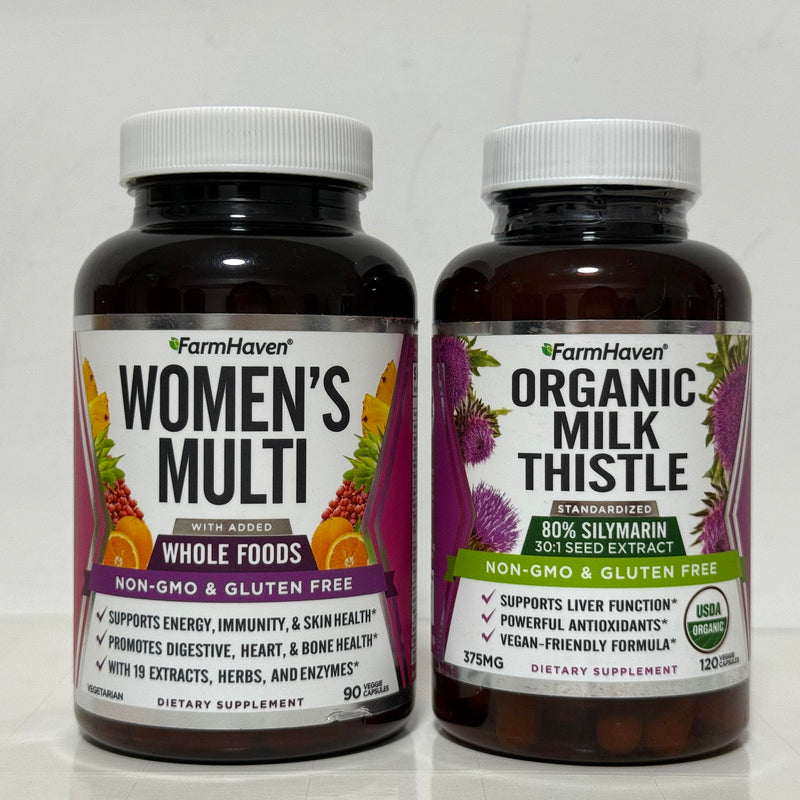 FarmHaven Milk Thistle Capsules and Multivitamin for Women | Women’s Multivitamin with Vitamins, Minerals, and Daily Wellness Support | Boosts Energy, Immune Bundle