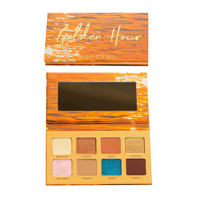 [Australia] - Beauty for Real Golden Hour Eyeshadow Palette - Eight Shades with Matte & Shimmer Finishes - Infused with Mango Butter & Vitamin E - Cruelty Free, Vegan 
